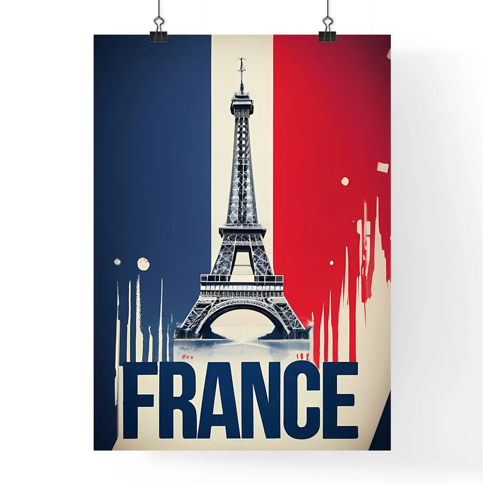 France - A Tower In Front Of A Flag Poster