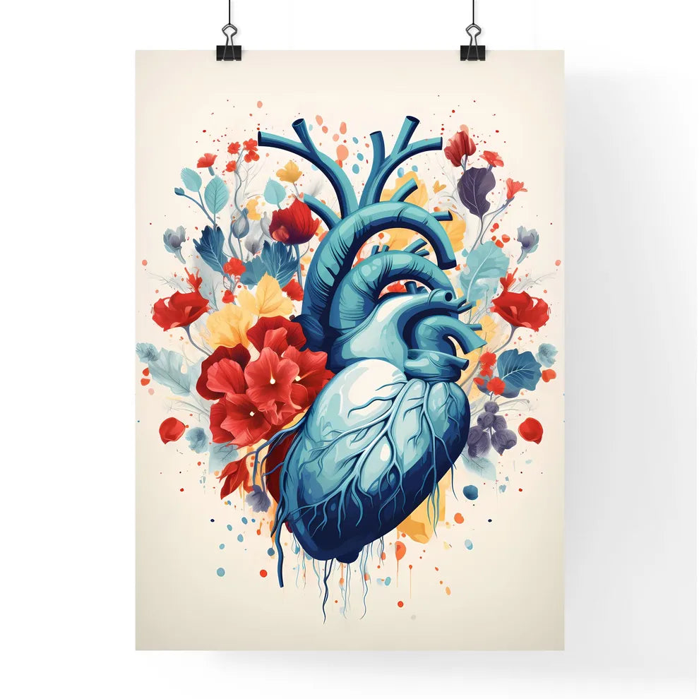 Friendship - A Blue Human Heart With Flower Poster