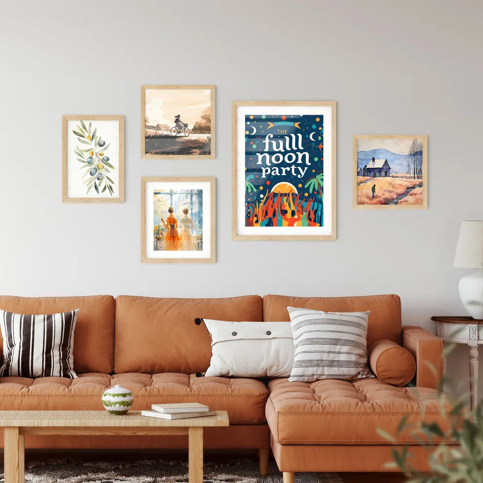 Full Moon Party - A Poster With A Group Of P Framed Print
