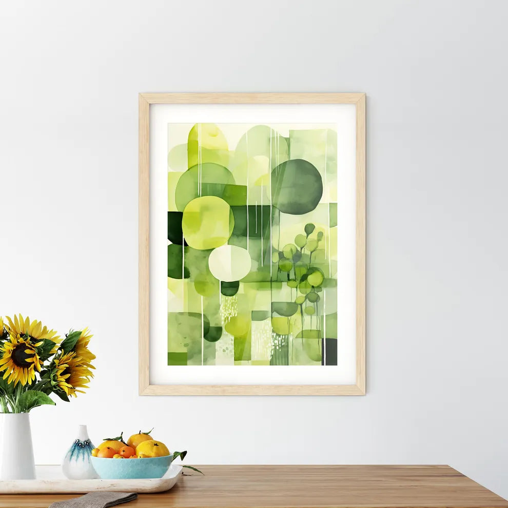 Green Surroundings - A Painting Of Circles A - Kitchen Hangings