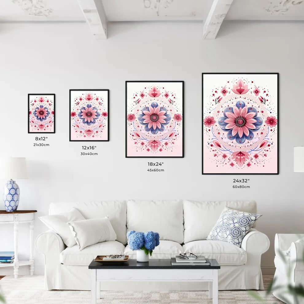Greetings - A Flower Design On A White Backg Wall Art