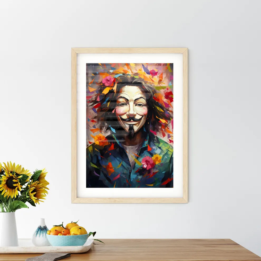 Guy Fawkes - A Man With A Mask And Flower - Kitchen Hangings
