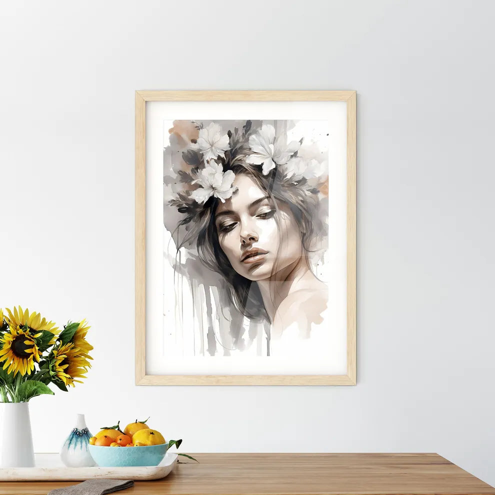 Hair Stylist - A Woman With Flowers In Her H - Kitchen Hangings