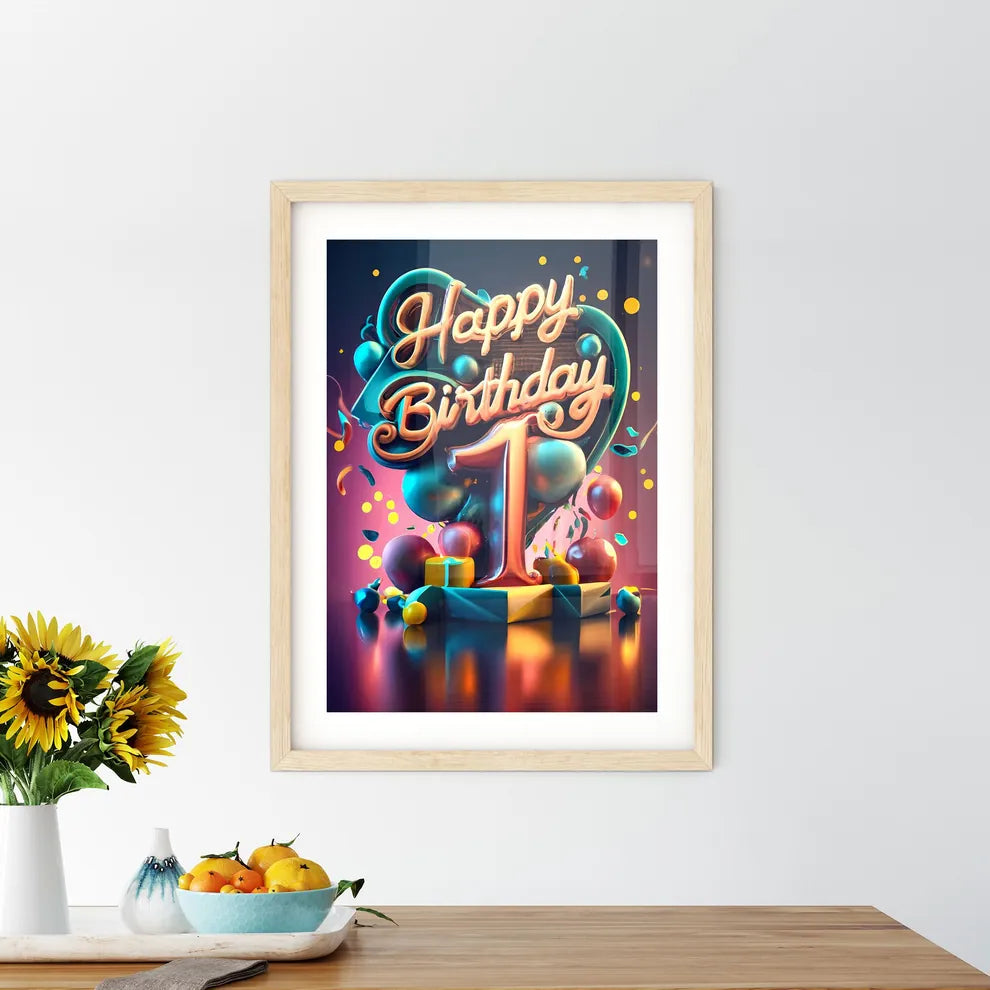 Happy 1St Birthday - A Birthday Sign With Ba - Kitchen Hangings