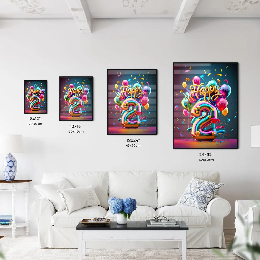 Happy 2Nd Birthday - A Colorful Balloons And Wall Art