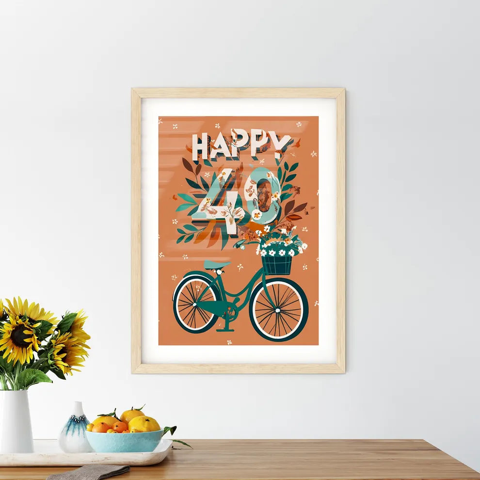 Happy 40Th  - A Bicycle With Flowers On I - Kitchen Hangings