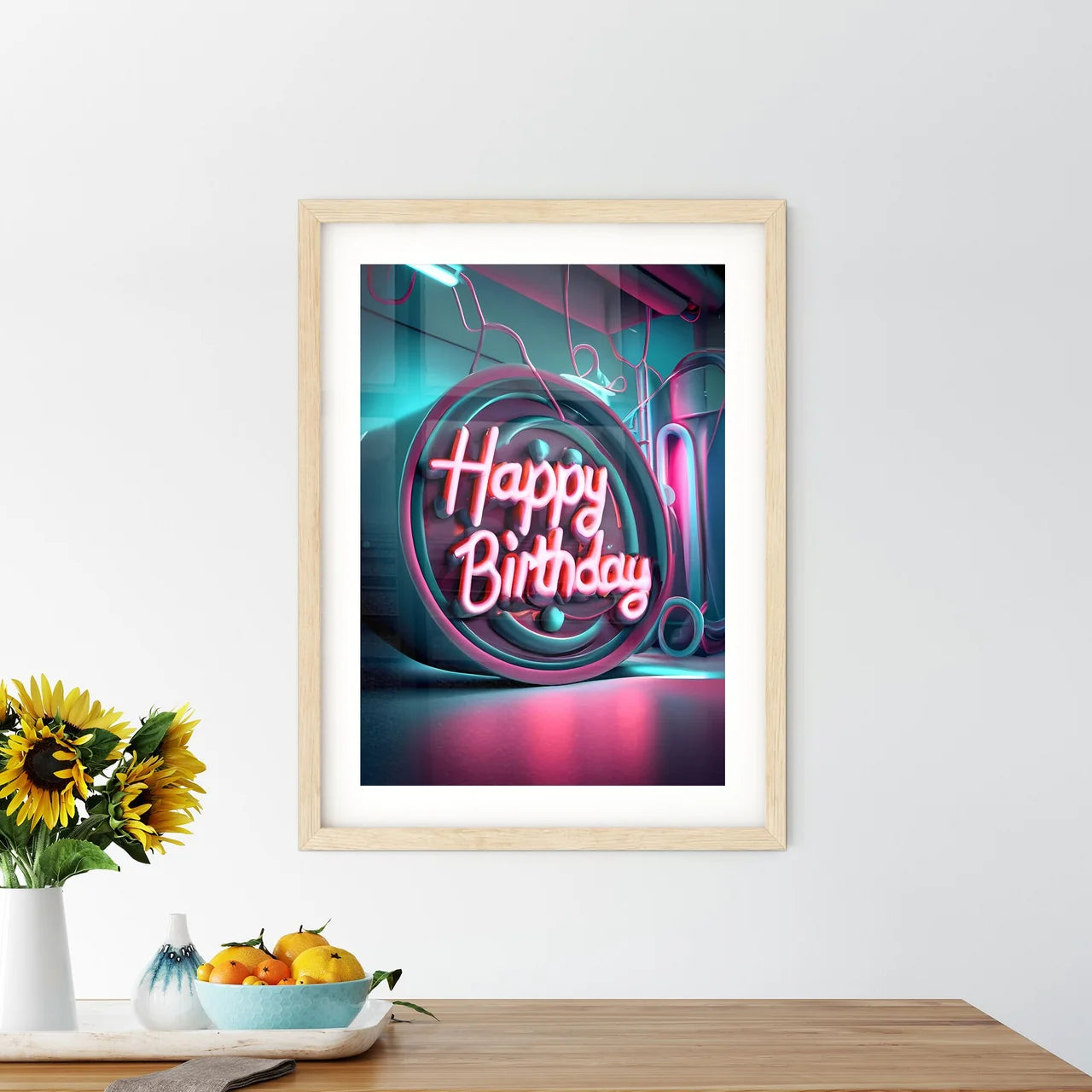 Happy Birthday - A Neon Sign With Text On I - Kitchen Hangings
