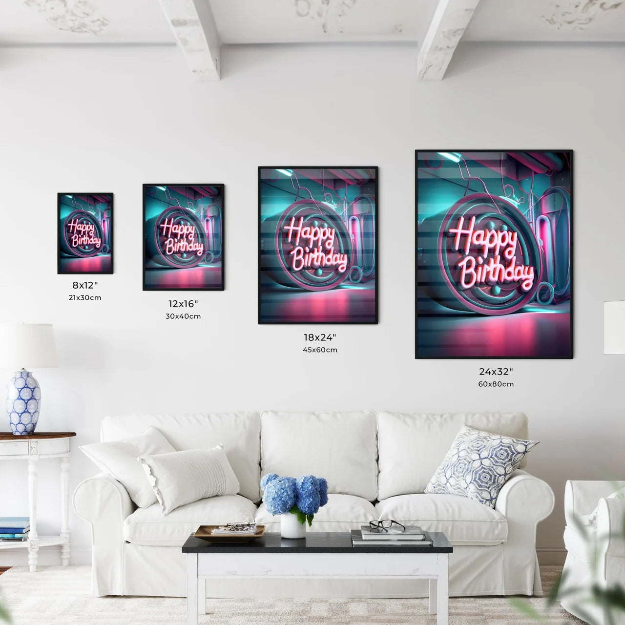 Happy Birthday - A Neon Sign With Text On I Wall Art