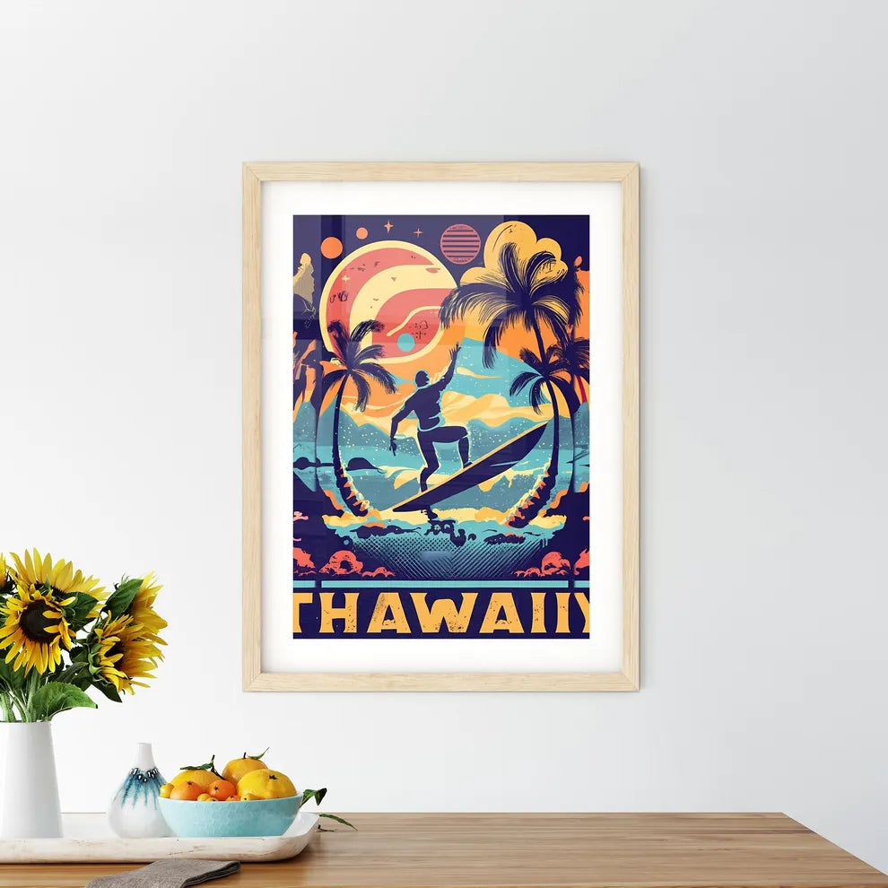 Hawaii - A Man Surfing On A Surfboar - Kitchen Hangings