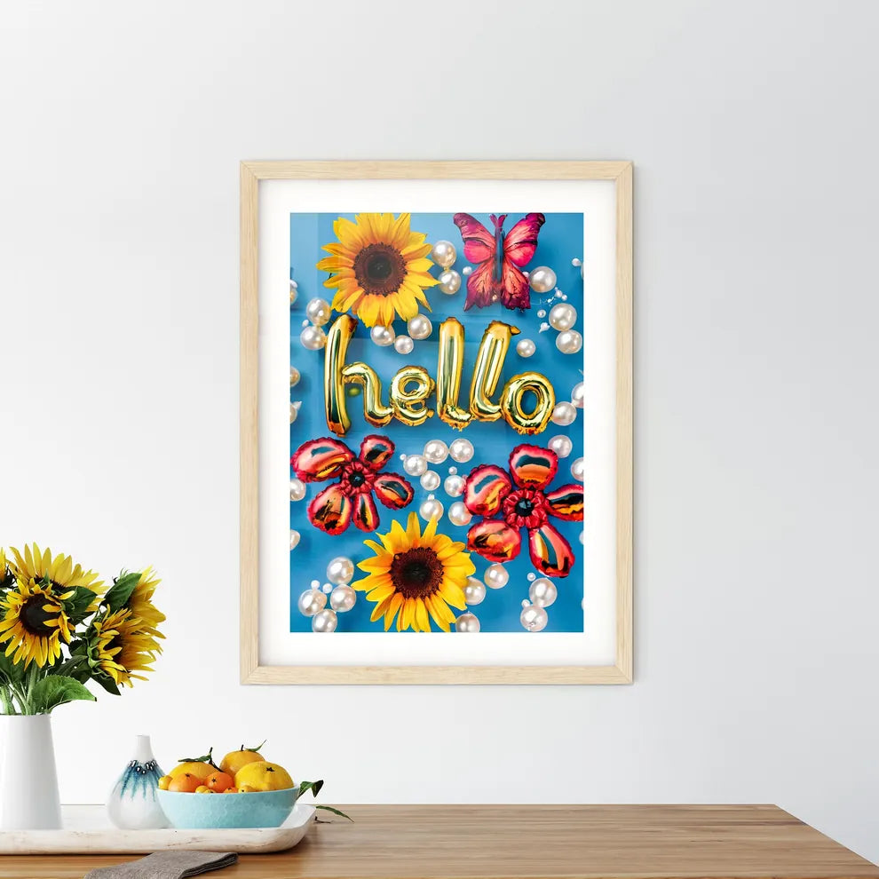Hello - A Group Of Flowers And Butterflie - Kitchen Hangings