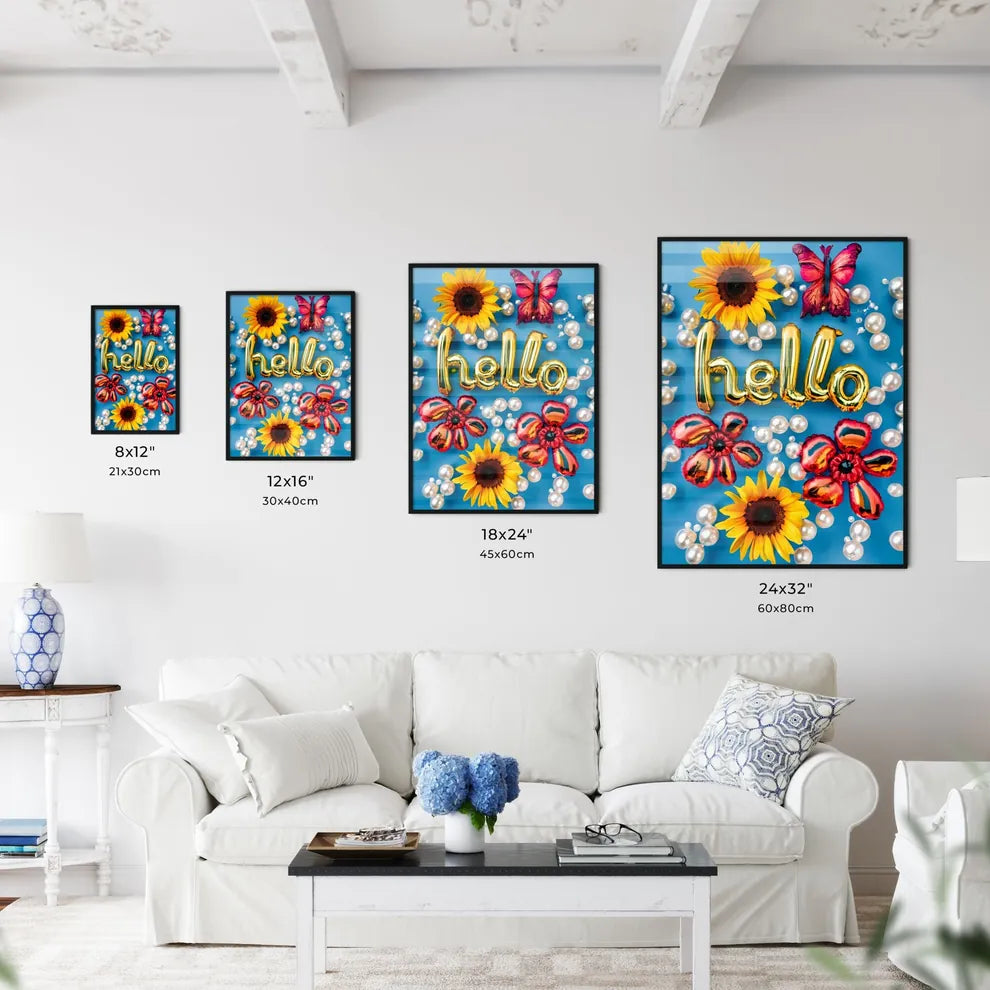 Hello - A Group Of Flowers And Butterflie Wall Art