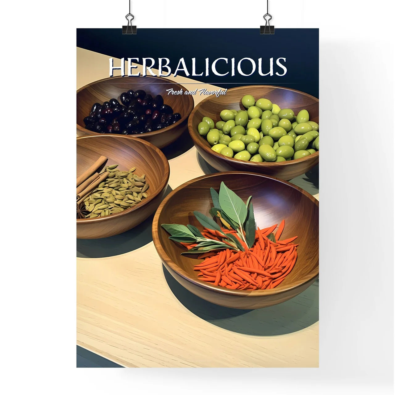Herbs - A Group Of Bowls Of Foo Poster