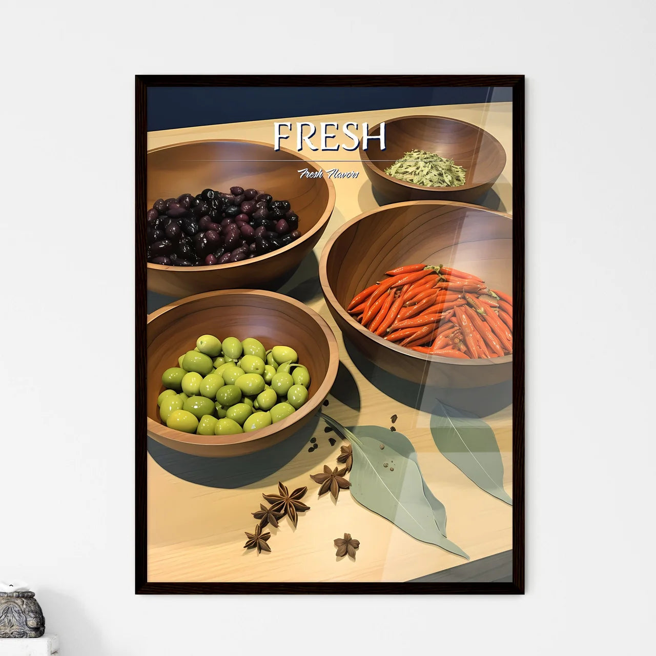 Herbs - A Group Of Bowls Of Foo - Framed Art Print