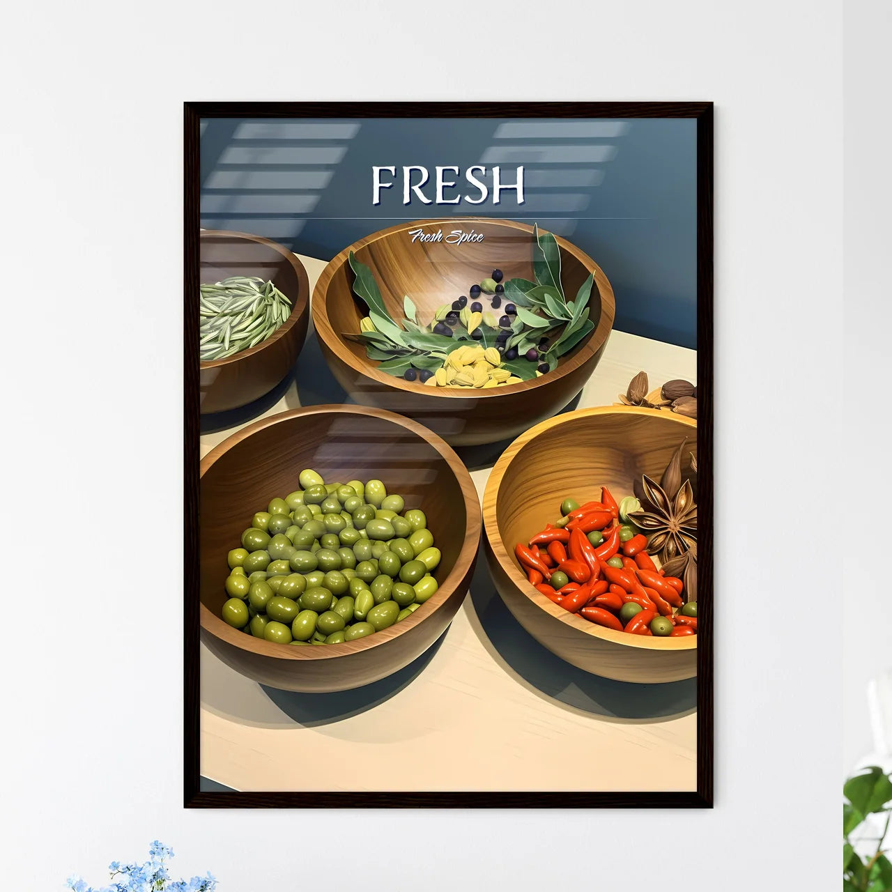 Herbs - A Group Of Bowls Of Foo - Framed Art Print