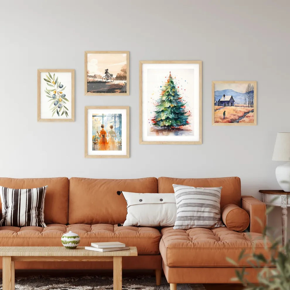 Holidays - A Watercolor Of A Christmas Tre Framed Print