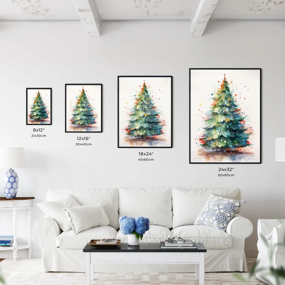 Holidays - A Watercolor Of A Christmas Tre Wall Art