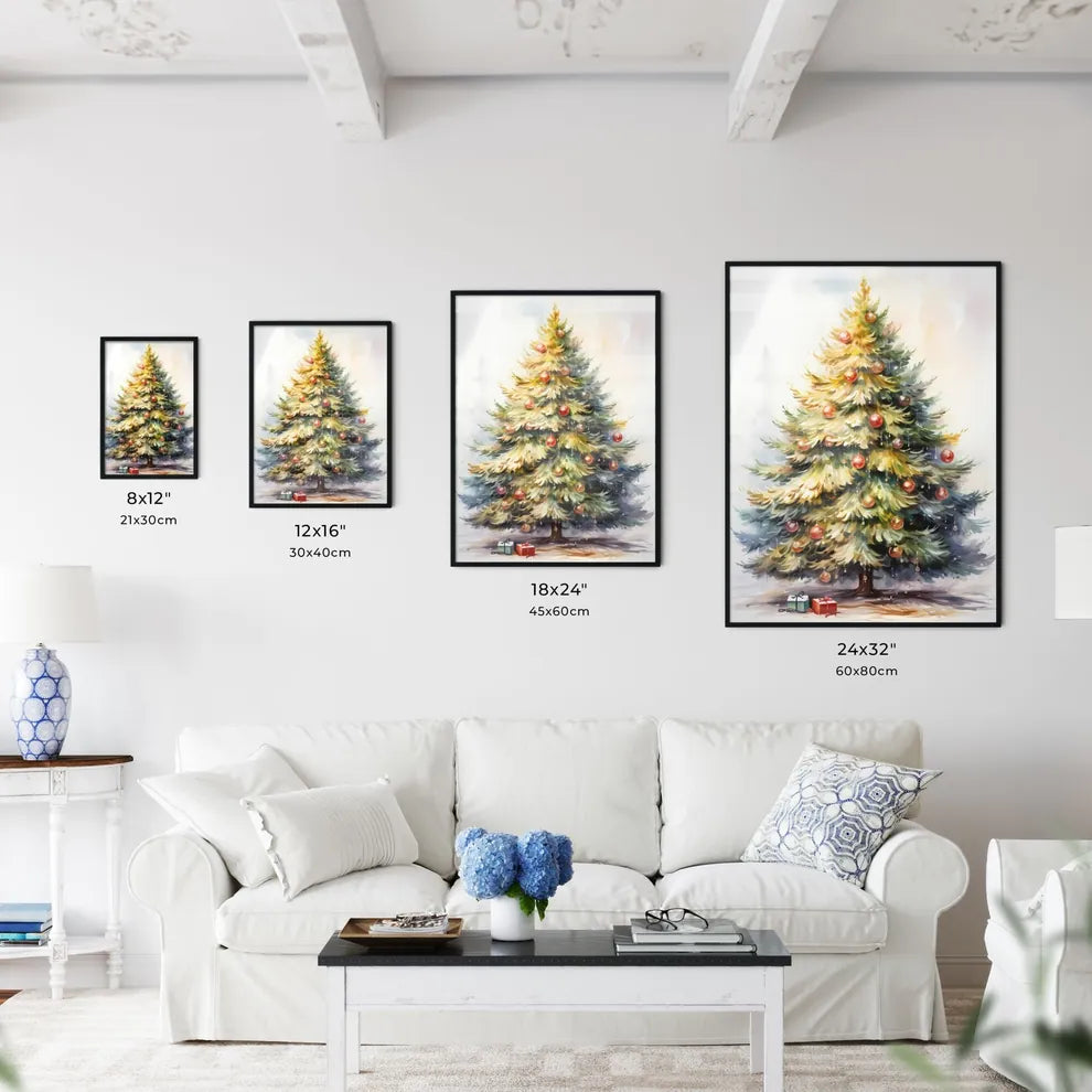 Holidays - A Painting Of A Christmas Tre Wall Art