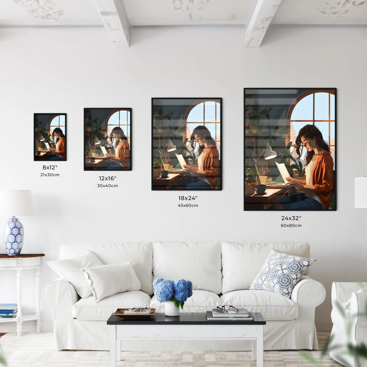 Homeoffice - A Woman Reading A Book In Front Wall Art