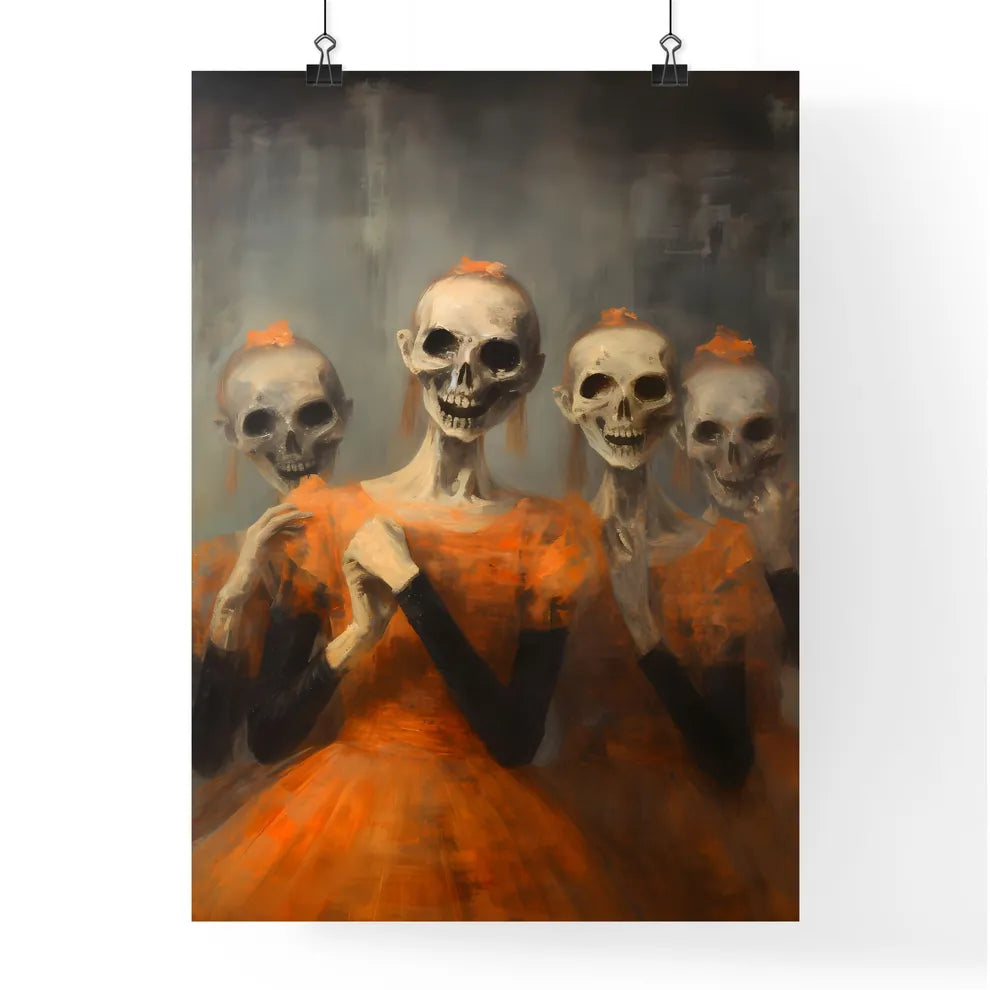 Horror - A Group Of Skeletons In Orange Dres Poster