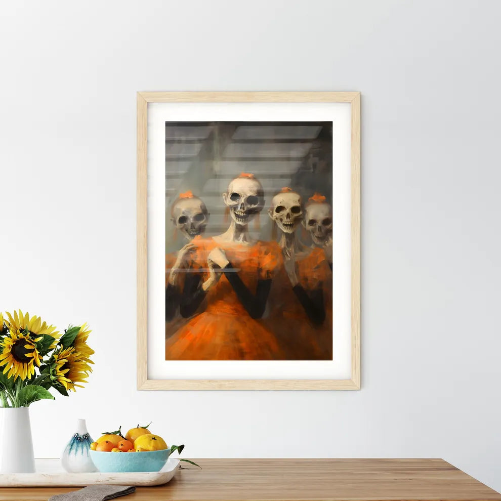 Horror - A Group Of Skeletons In Orange Dres - Kitchen Hangings
