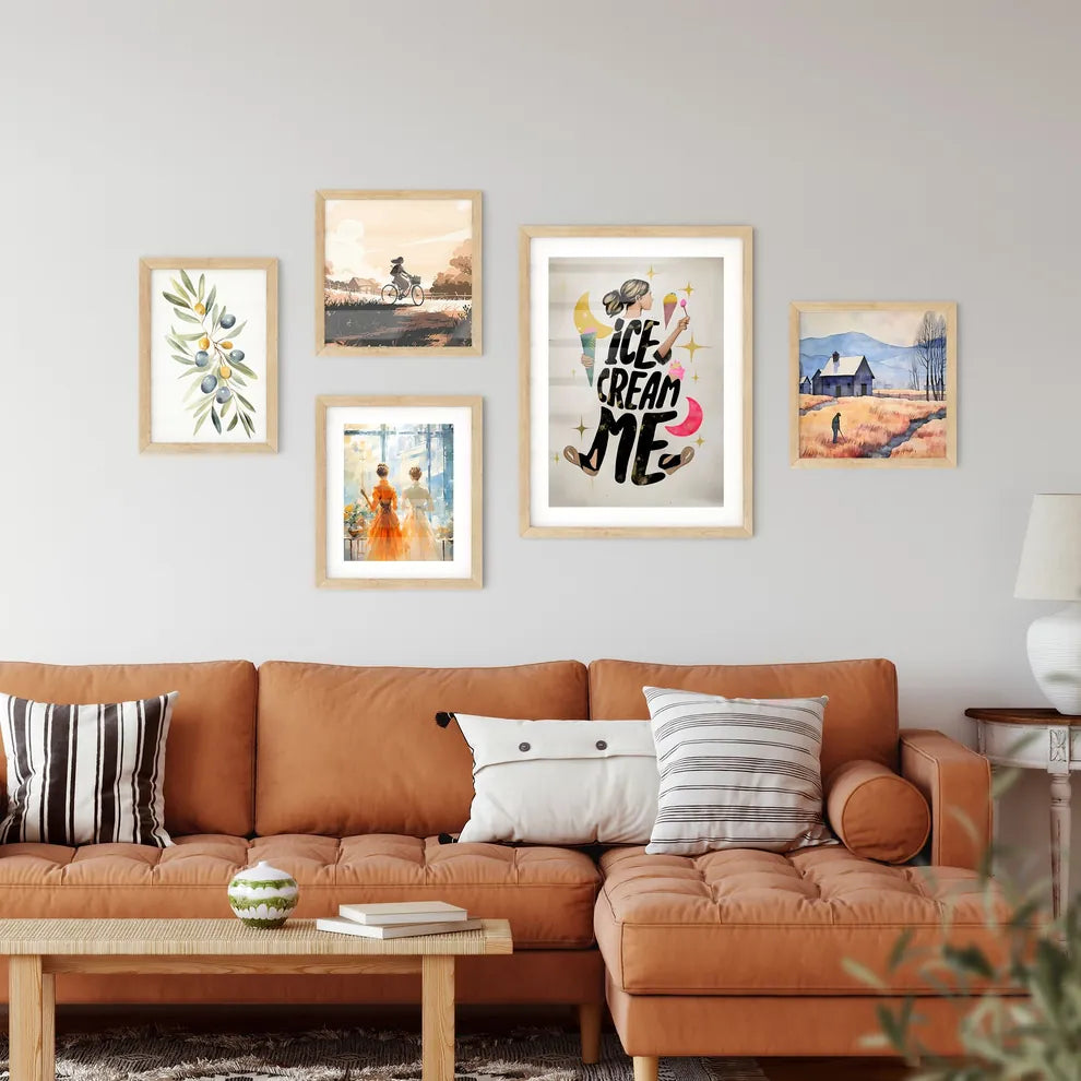 Ice Cream Me - A Woman Holding Ice Cream Con Framed Print