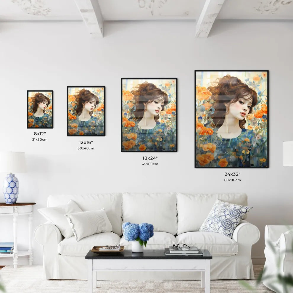 Impressive - A Woman In A Blue Dress Surroun Wall Art