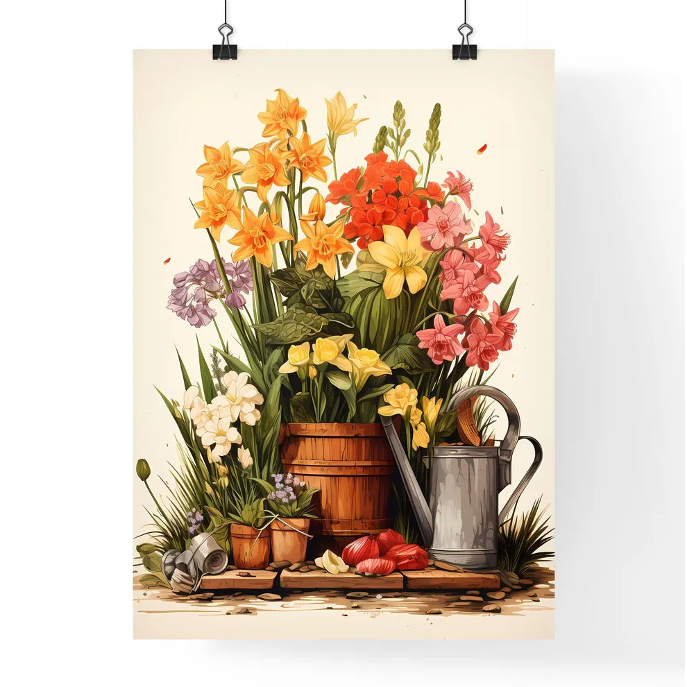 In The Garden - A Painting Of Flowers In A P Poster
