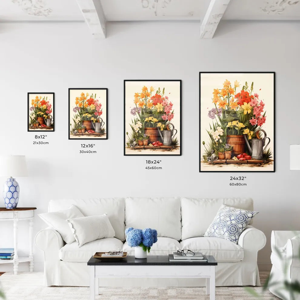 In The Garden - A Painting Of Flowers In A P Wall Art