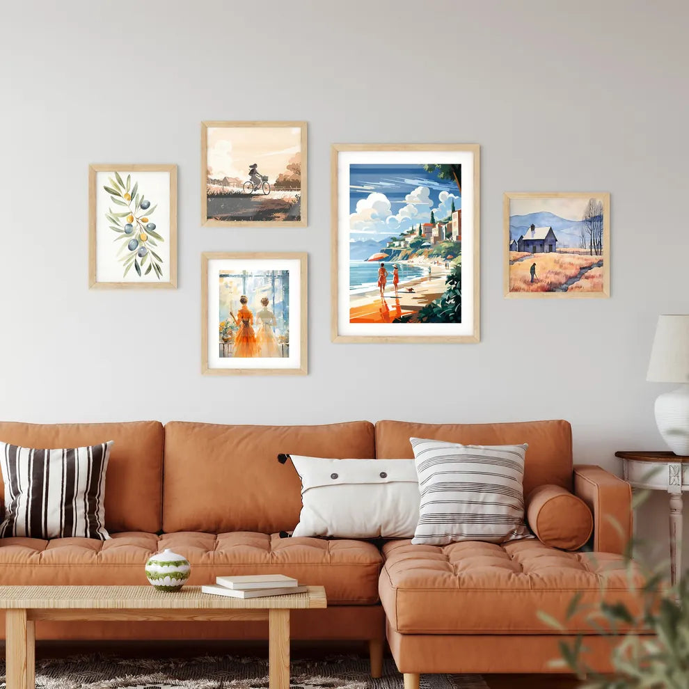 Italy - A Couple Of Women Walking On A Beach Framed Print