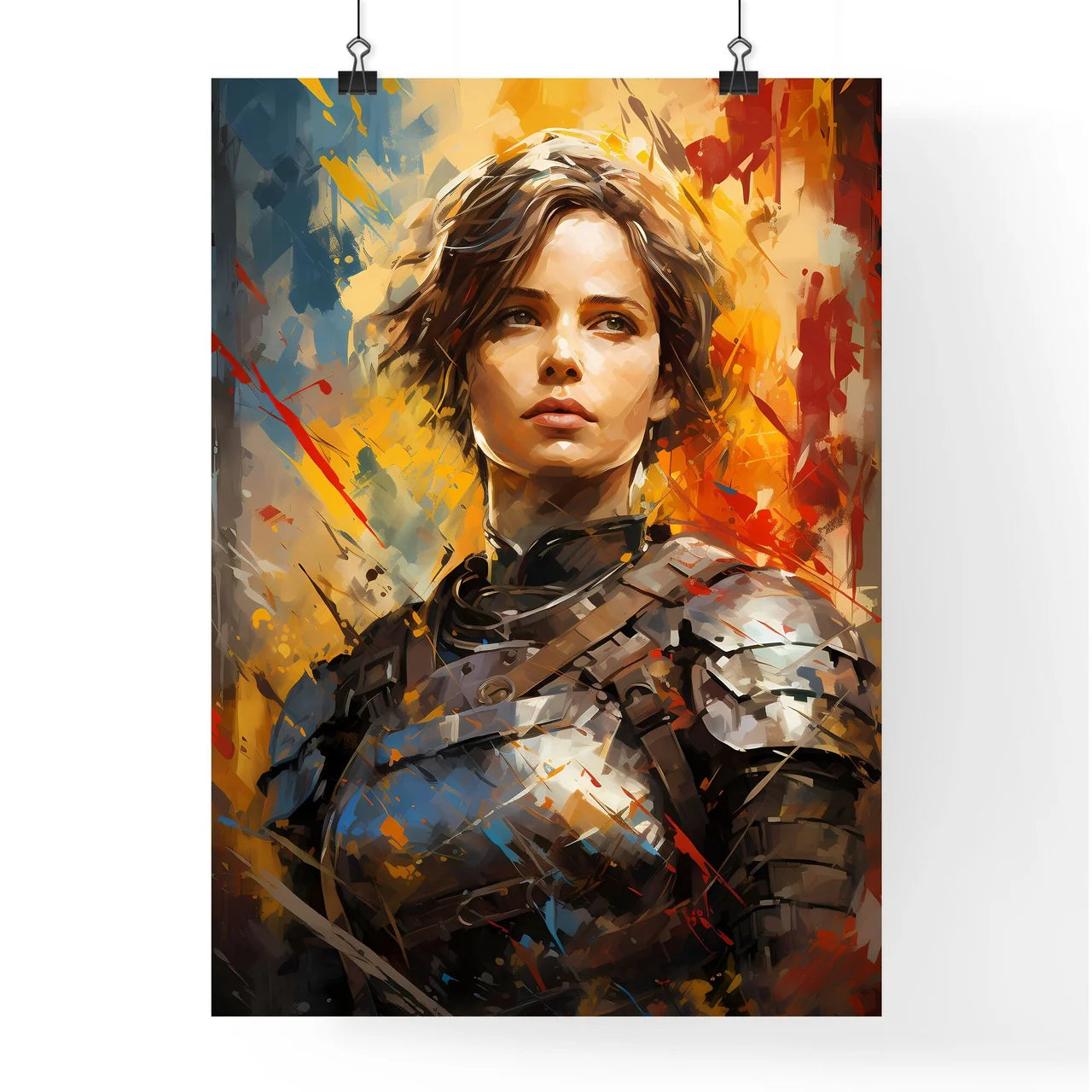 Joan Of Arc - A Woman In Armor With Paint Sp Poster