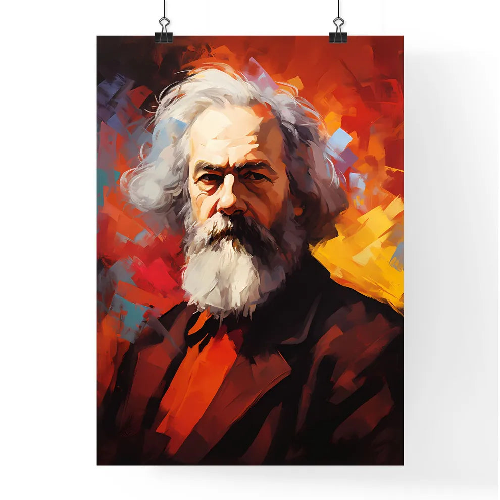 Karl Marx - A Painting Of A Man With A White Poster