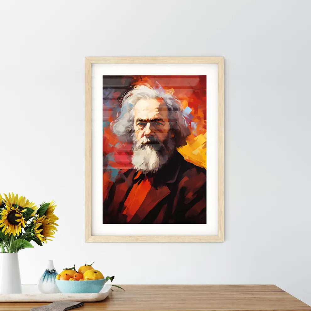 Karl Marx - A Painting Of A Man With A White - Kitchen Hangings