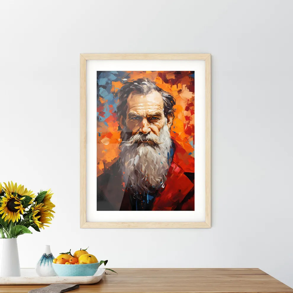 Leo Tolstoy - A Painting Of A Man With A Lon - Kitchen Hangings