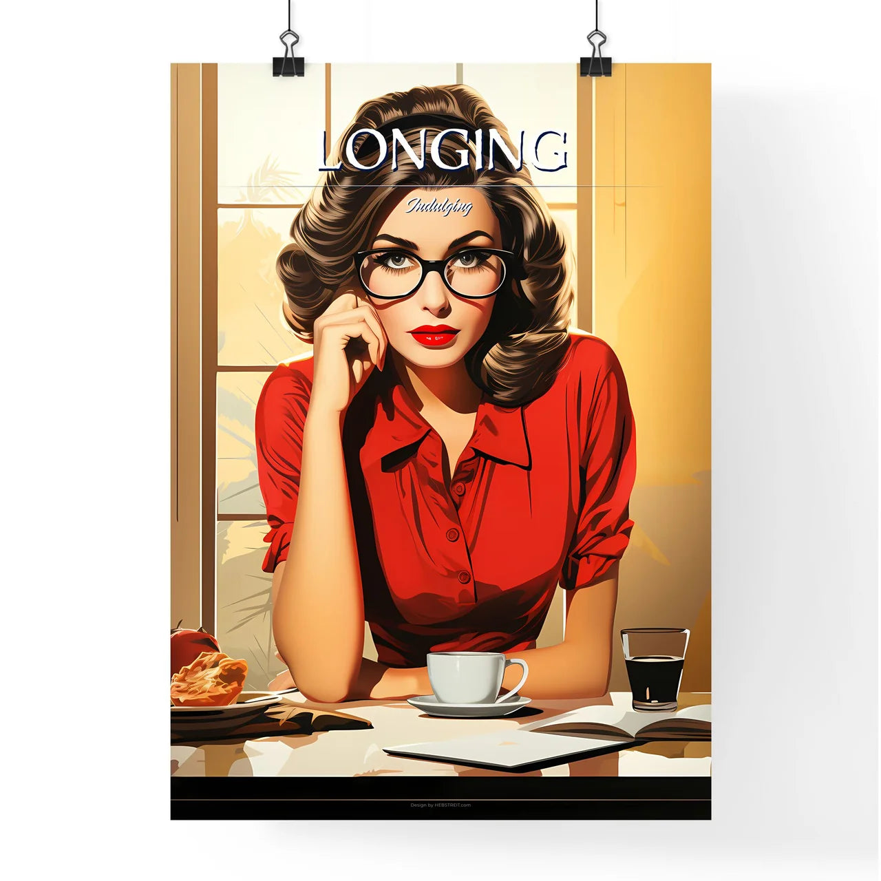 Longing - A Woman Sitting At A Tab Poster
