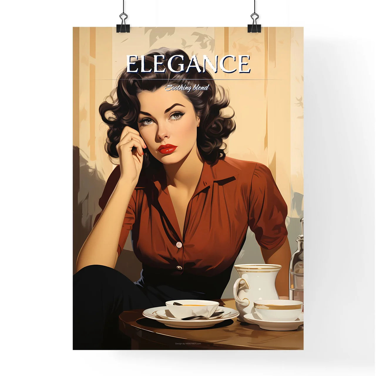 Longing - A Woman Sitting At A Tab Poster