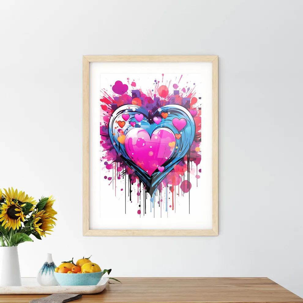 Love  - A Heart With Pink And Blue Paint Spl - Kitchen Hangings