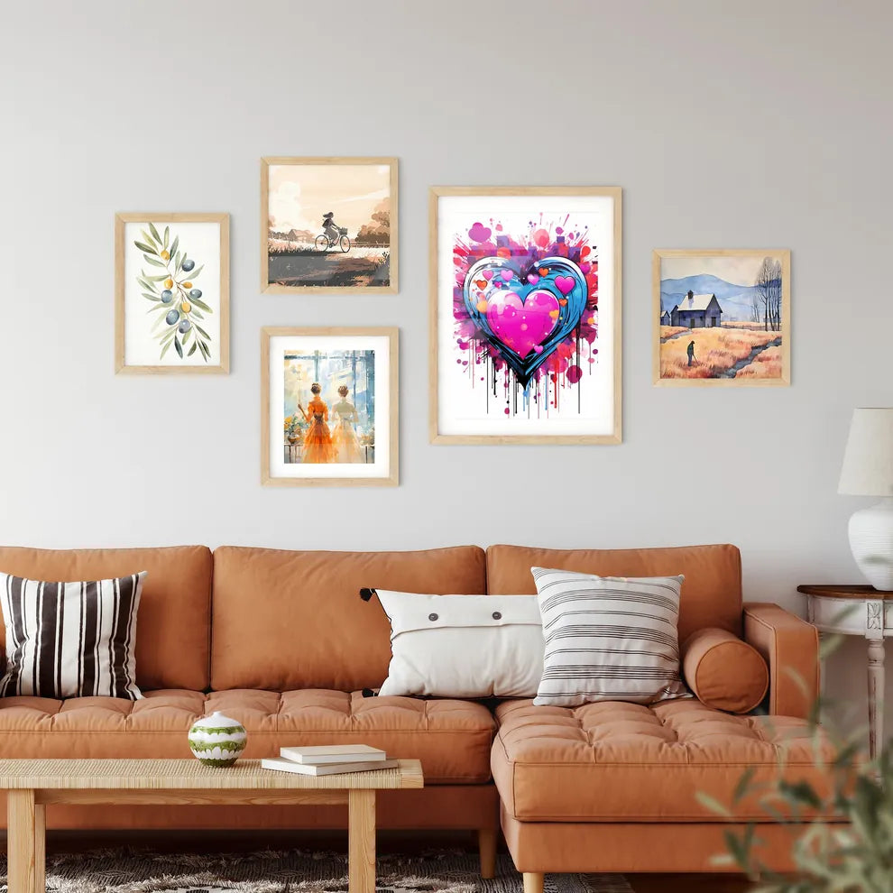 Love  - A Heart With Pink And Blue Paint Spl Framed Print