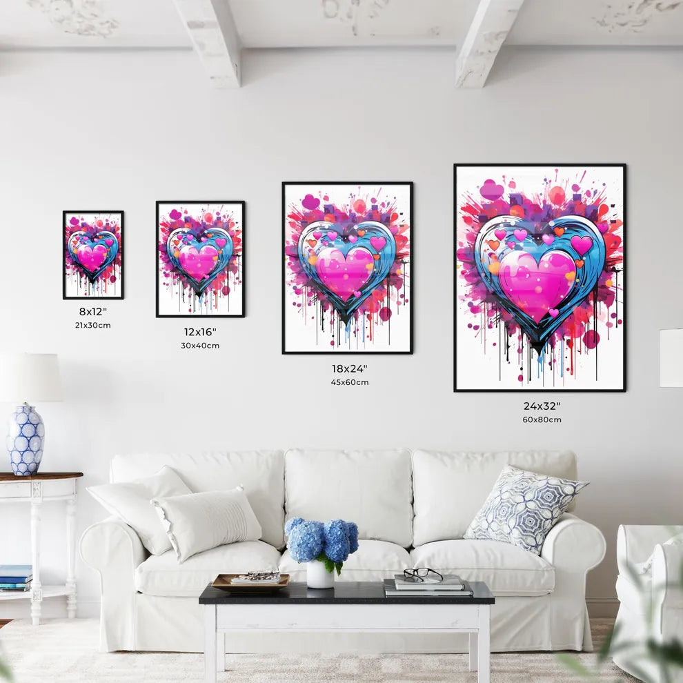Love  - A Heart With Pink And Blue Paint Spl Wall Art