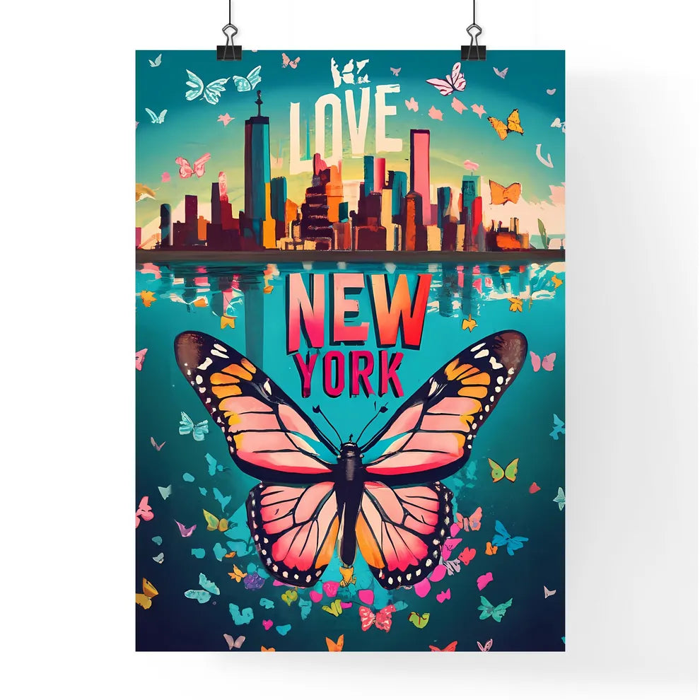 Love New York - A Butterfly Flying Over A City Poster