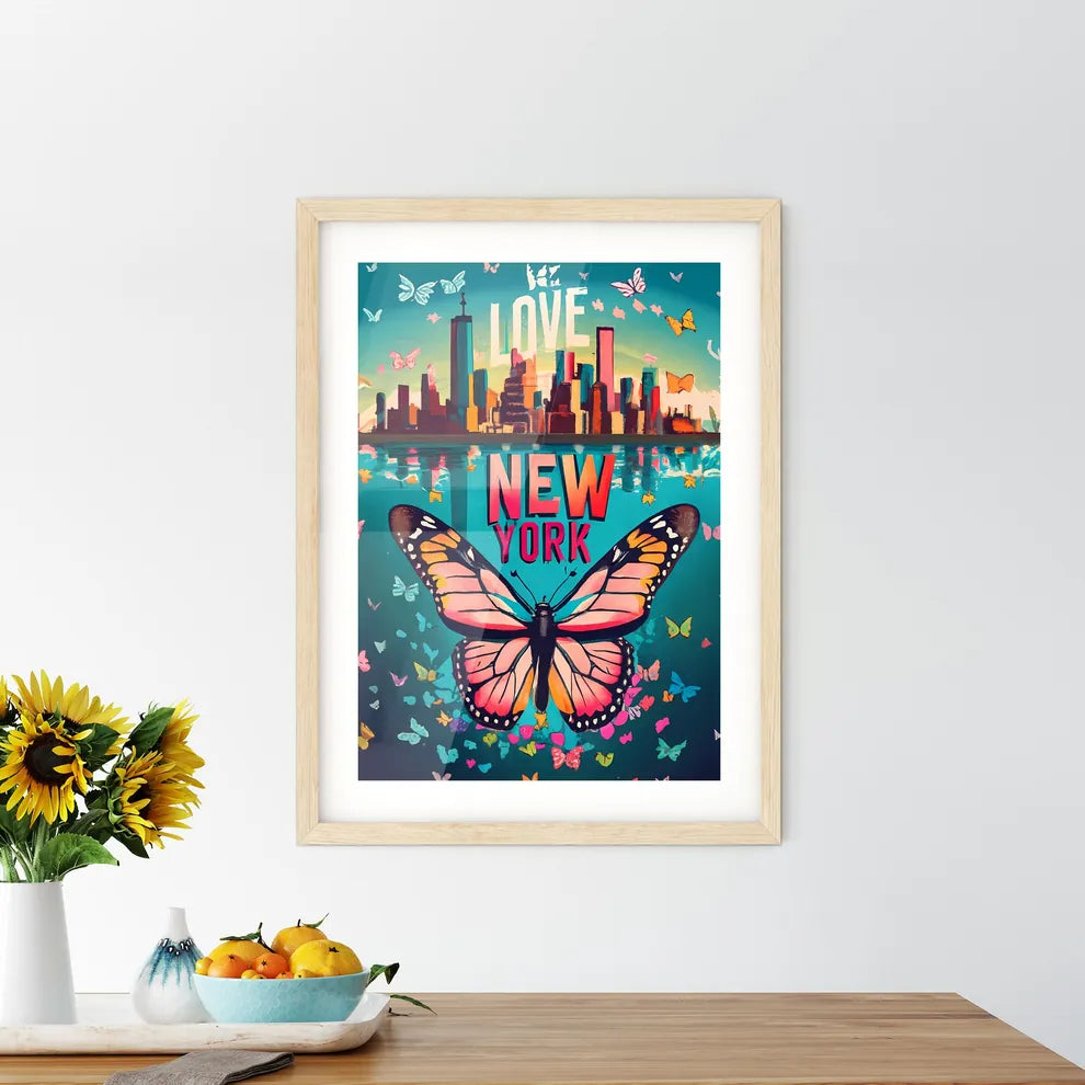 Love New York - A Butterfly Flying Over A City Size Chart
