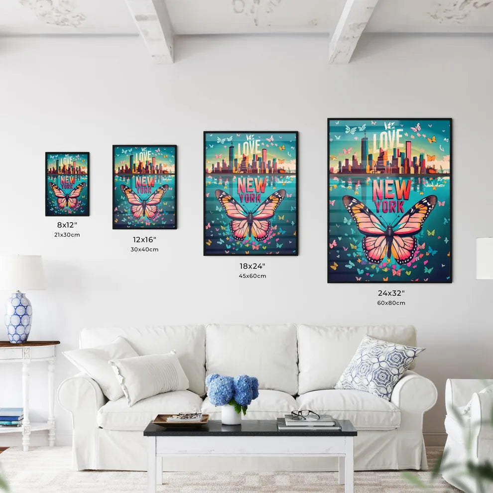 Love New York - A Butterfly Flying Over A City Interior Design