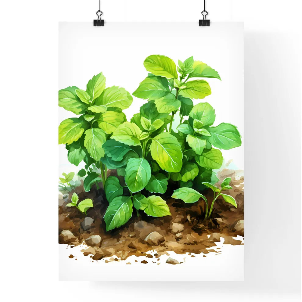 Mint In Garden - A Green Plant With Leave Poster