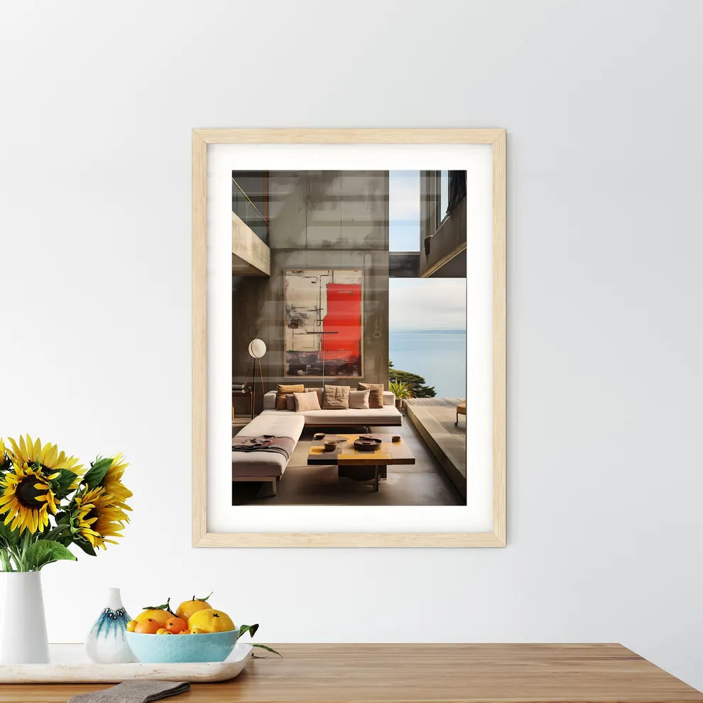 Modernism - A Living Room With A Large Paint - Kitchen Hangings