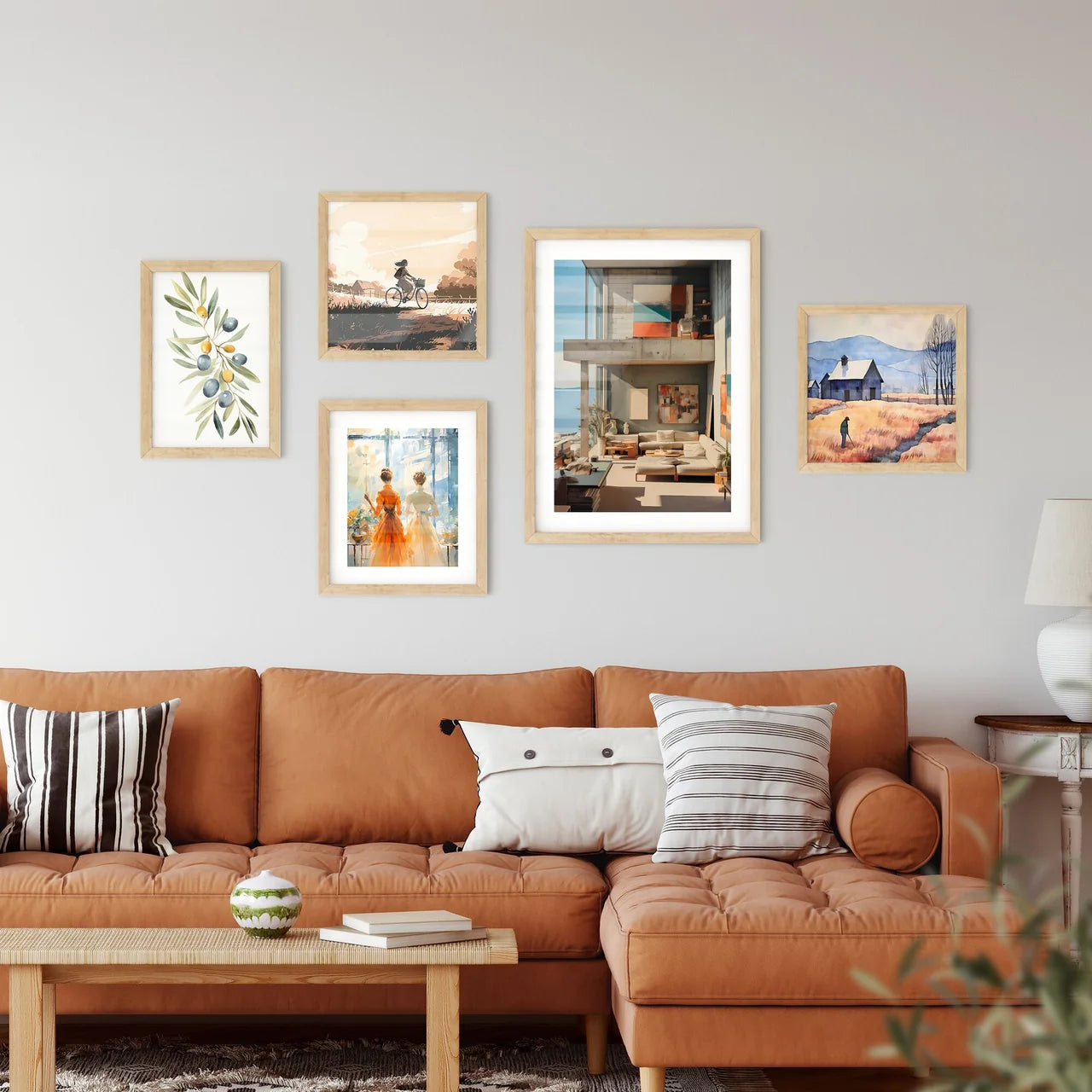 Modernism - A Living Room With A Large Balcony Overlooking The Water Custom Print