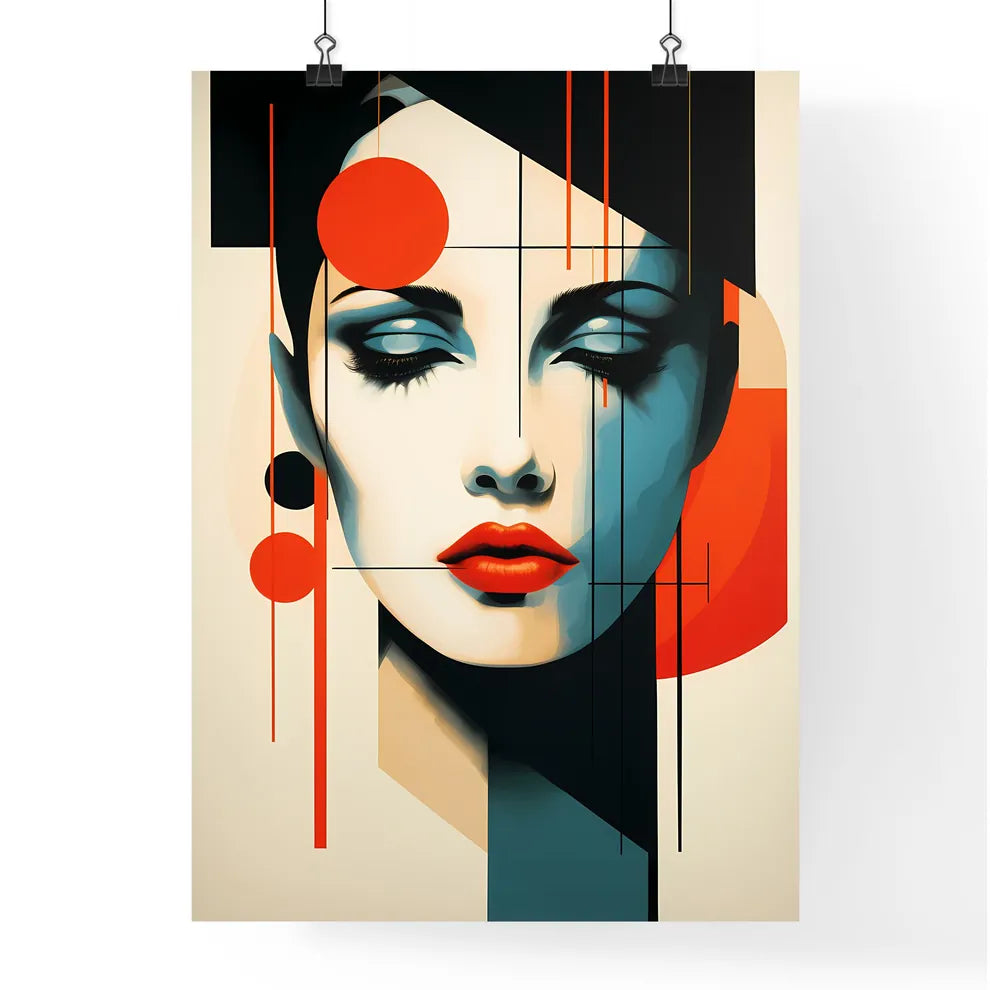 Modernism - A Woman's Face With Red Lips And Poster