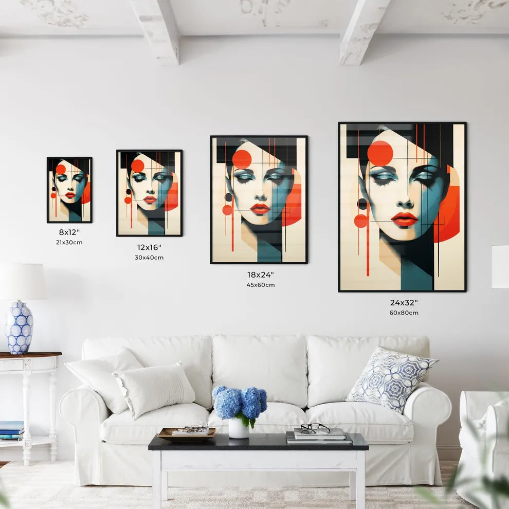 Modernism - A Woman's Face With Red Lips And Wall Art