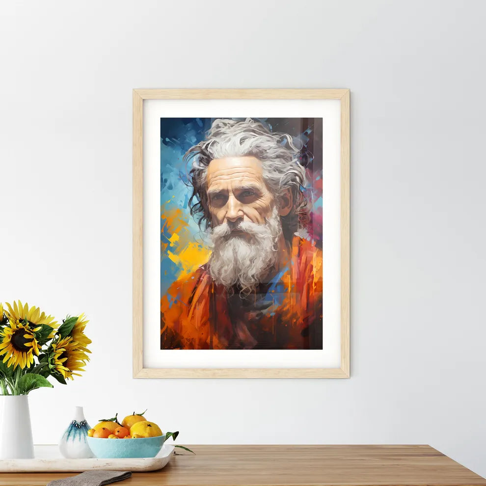 Moses - A Painting Of A Man With A White Bea - Kitchen Hangings
