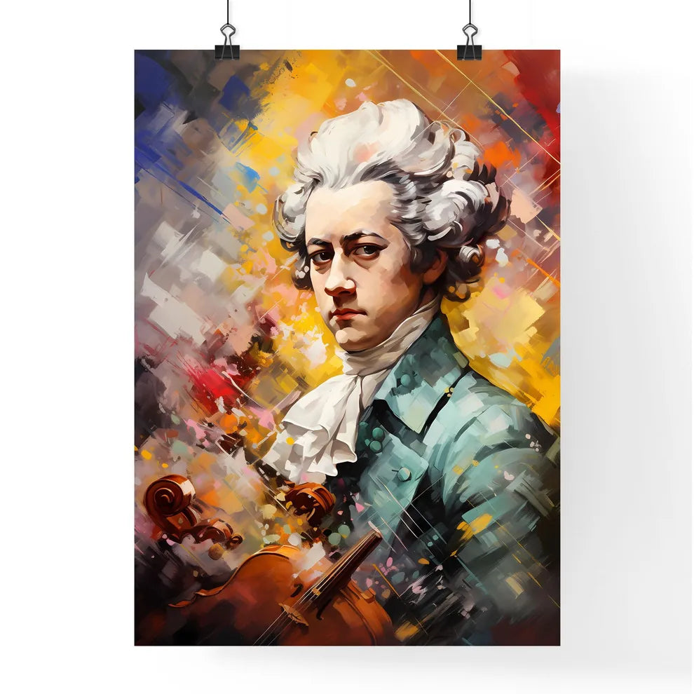Mozart - A Painting Of A Man With A Violi Poster