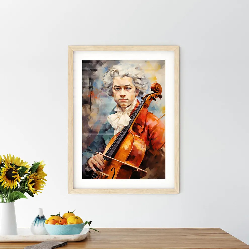 Mozart - A Man Playing A Cell - Kitchen Hangings