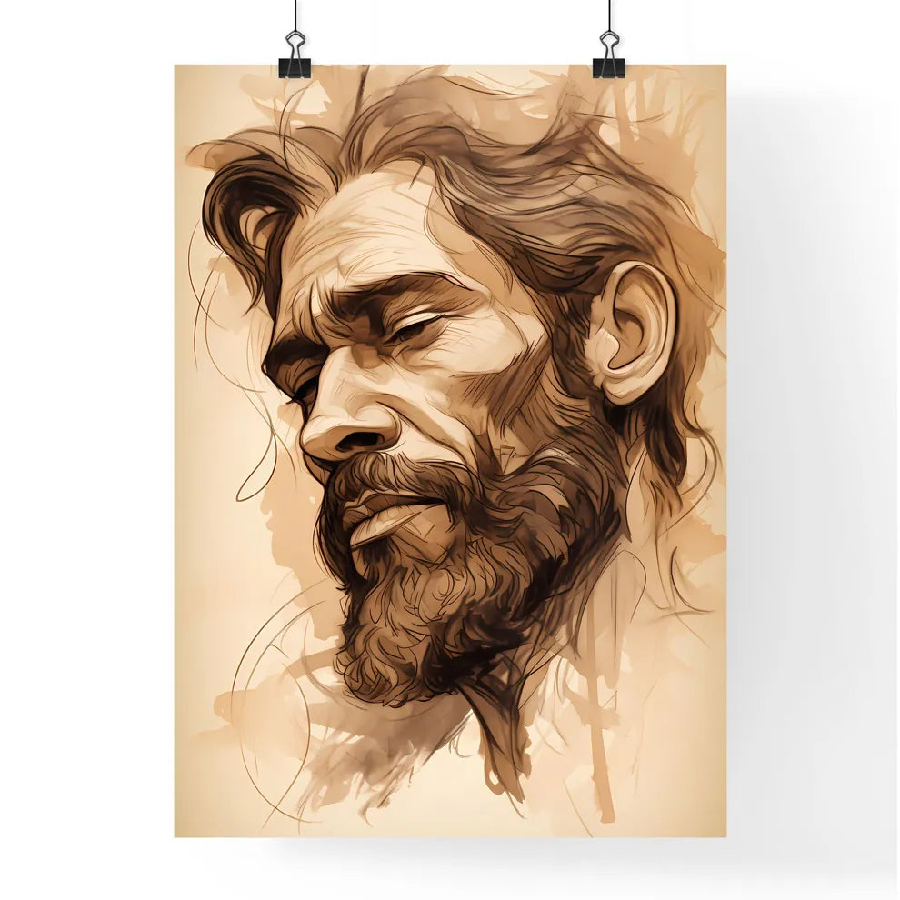 Noah - A Drawing Of A Man With A Bear Poster